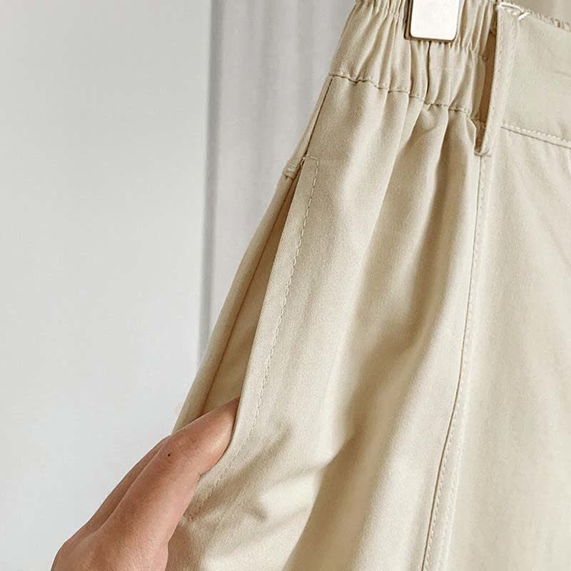 Nimara Ritual Summer Casual Button-Up Solid Women's Harem Pants With Pockets