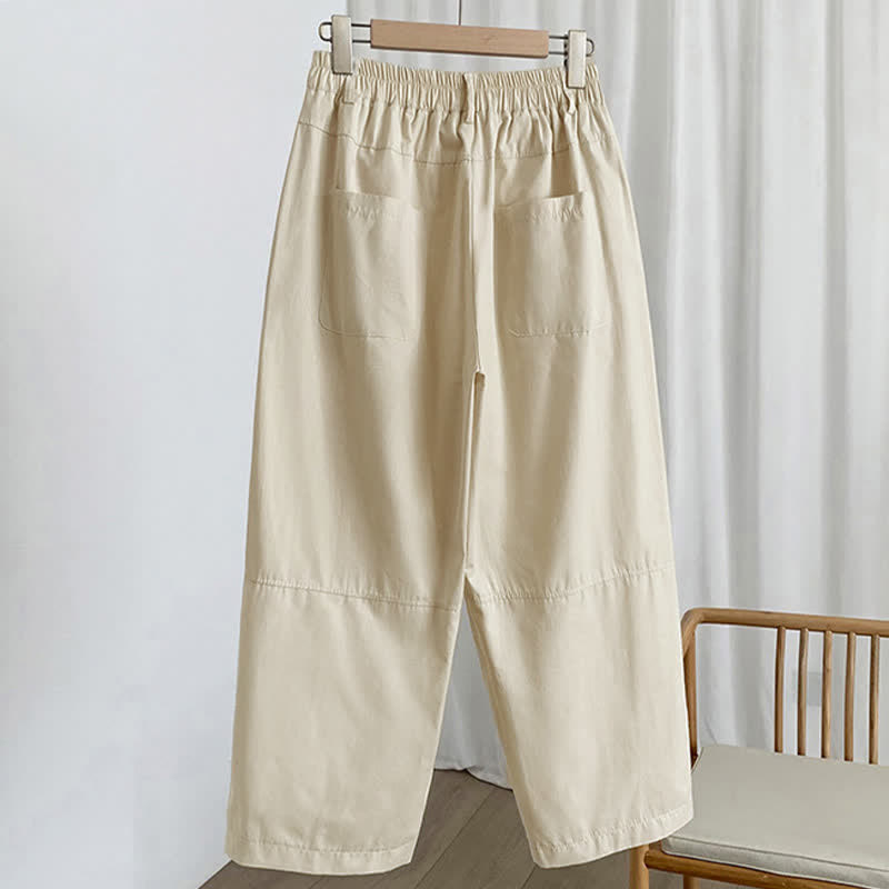 Nimara Ritual Summer Casual Button-Up Solid Women's Harem Pants With Pockets