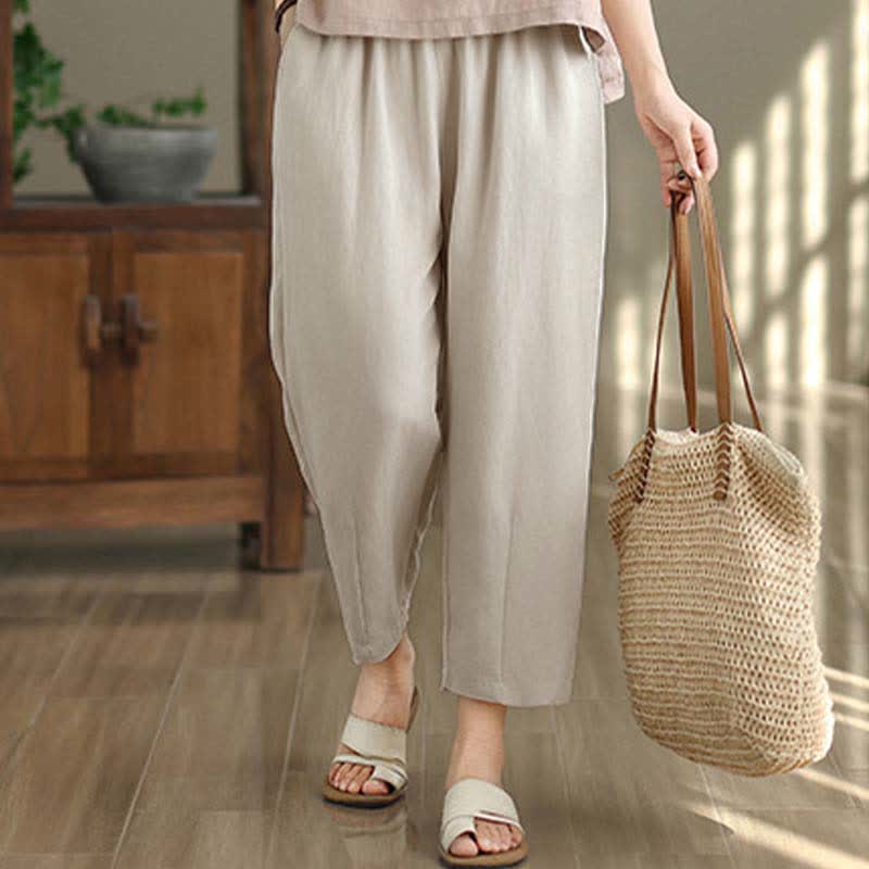 Nimara Ritual Summer Casual Solid Women's Tapered Pants With Pockets
