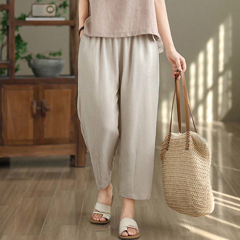 Nimara Ritual Summer Casual Solid Women's Tapered Pants With Pockets