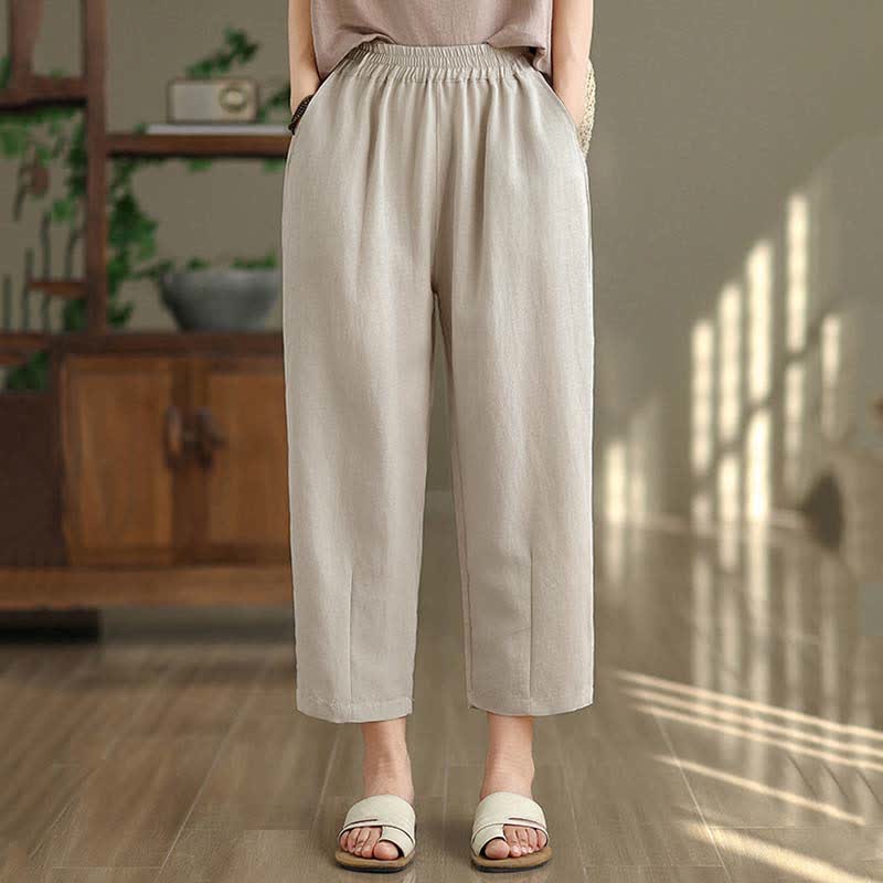 Nimara Ritual Summer Casual Solid Women's Tapered Pants With Pockets
