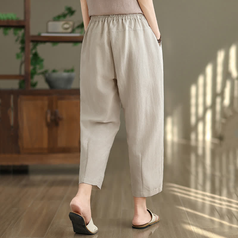 Nimara Ritual Summer Casual Solid Women's Tapered Pants With Pockets