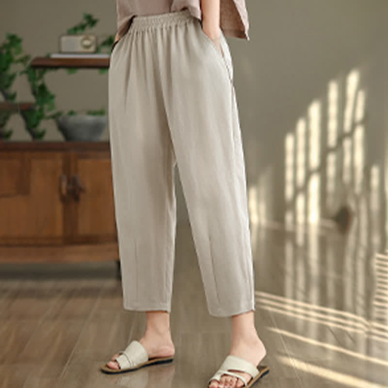 Nimara Ritual Summer Casual Solid Women's Tapered Pants With Pockets