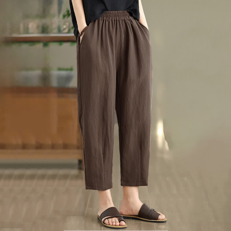 Nimara Ritual Summer Casual Solid Women's Tapered Pants With Pockets