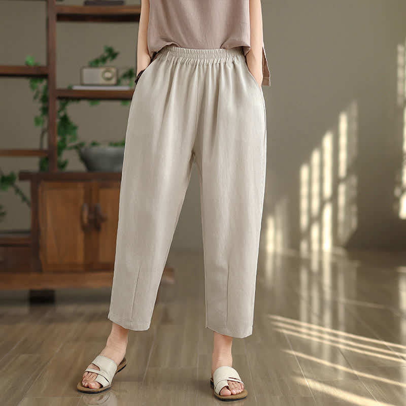 Nimara Ritual Summer Casual Solid Women's Tapered Pants With Pockets