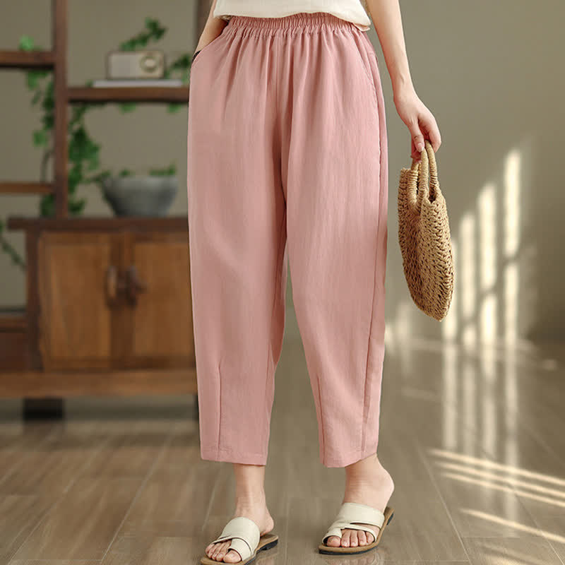 Nimara Ritual Summer Casual Solid Women's Tapered Pants With Pockets