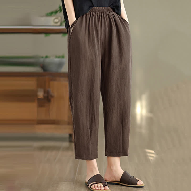 Nimara Ritual Summer Casual Solid Women's Tapered Pants With Pockets