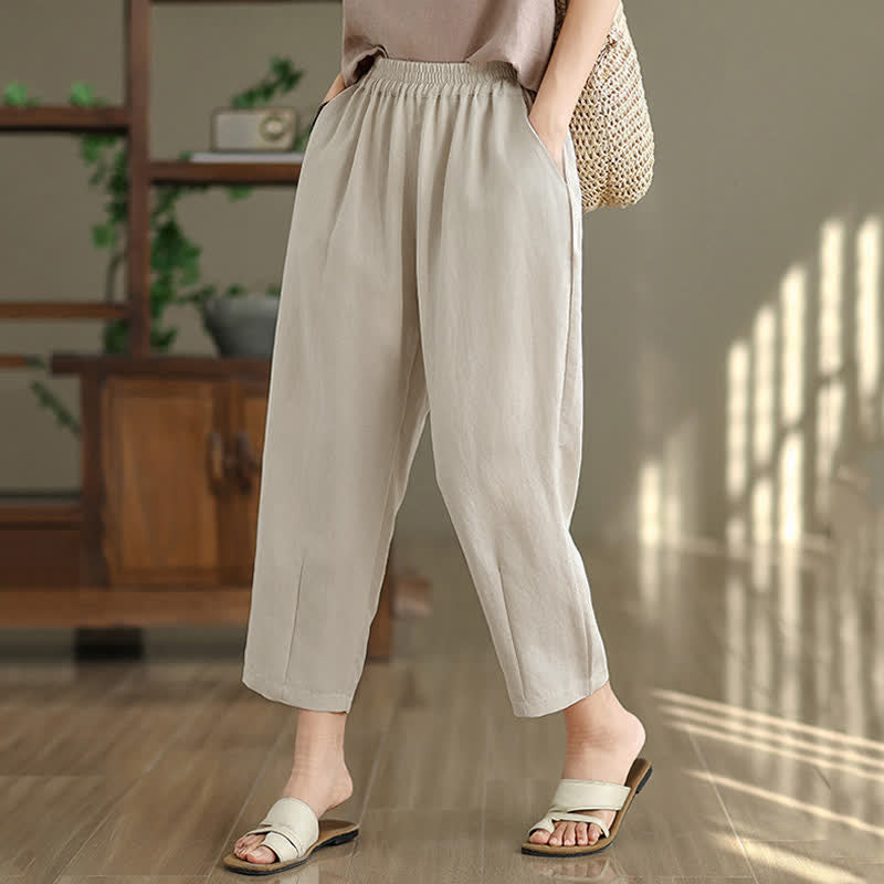 Nimara Ritual Summer Casual Solid Women's Tapered Pants With Pockets