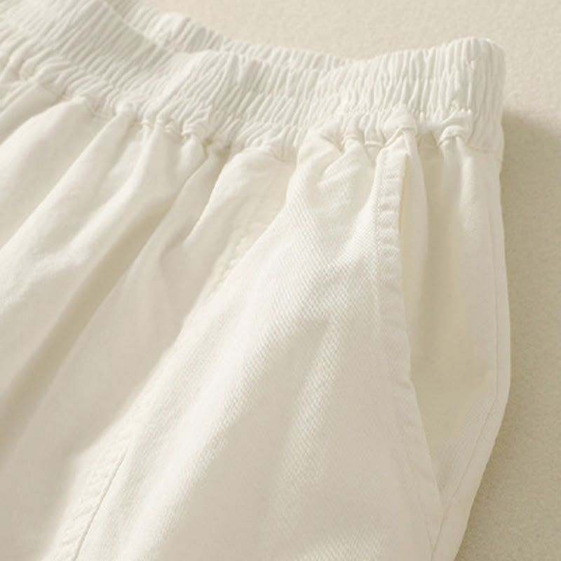 Nimara Ritual Summer Casual Elastic Waist Solid Women's Tapered Pants With Pockets