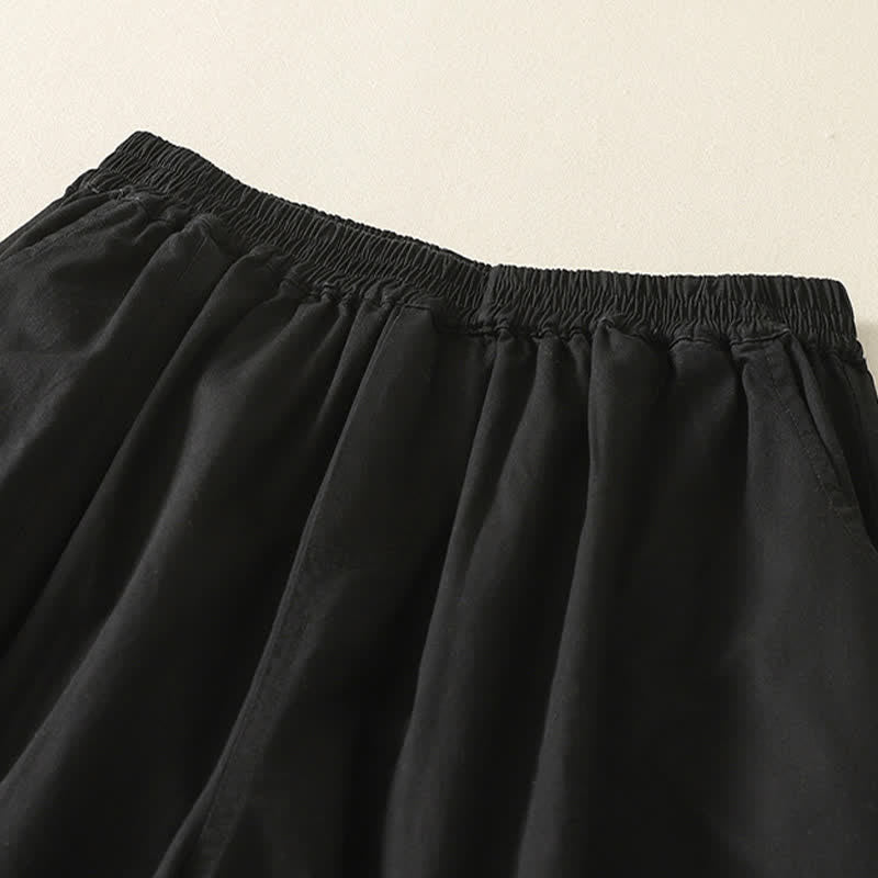 Nimara Ritual Summer Casual Elastic Waist Solid Women's Tapered Pants With Pockets