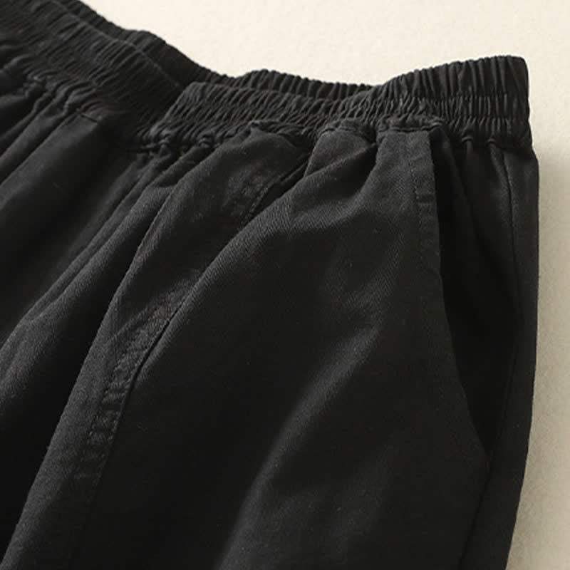 Nimara Ritual Summer Casual Elastic Waist Solid Women's Tapered Pants With Pockets