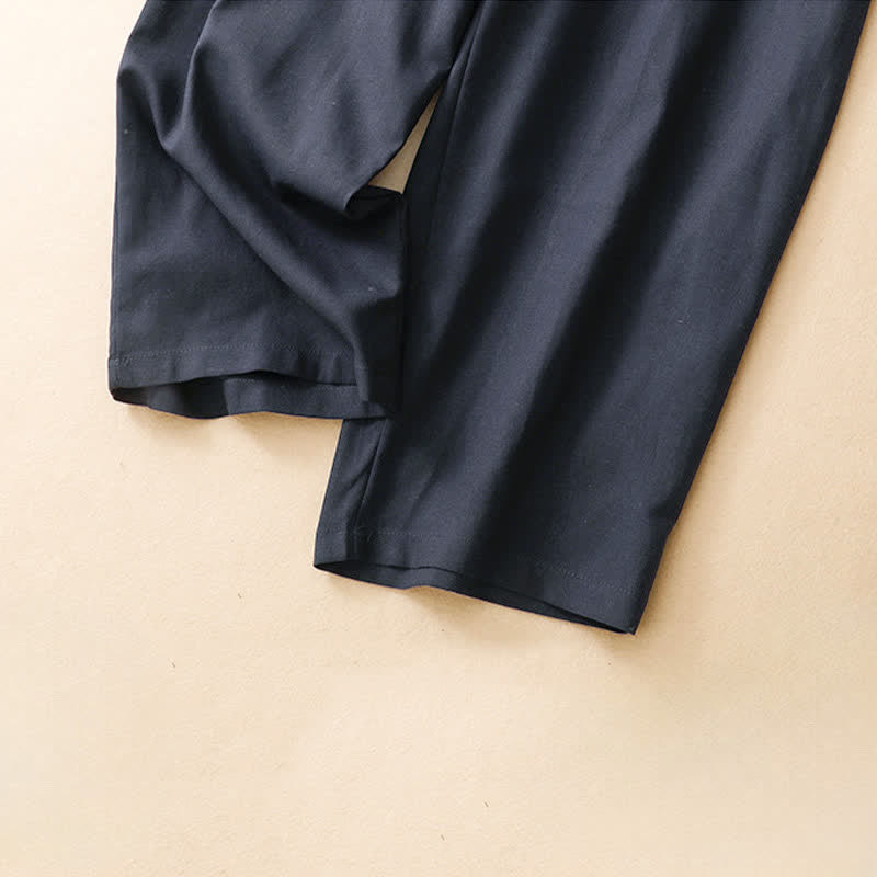 Nimara Ritual Summer Minimalist Button-Up High Waist Solid Linen Women's Harem Pants With Pockets