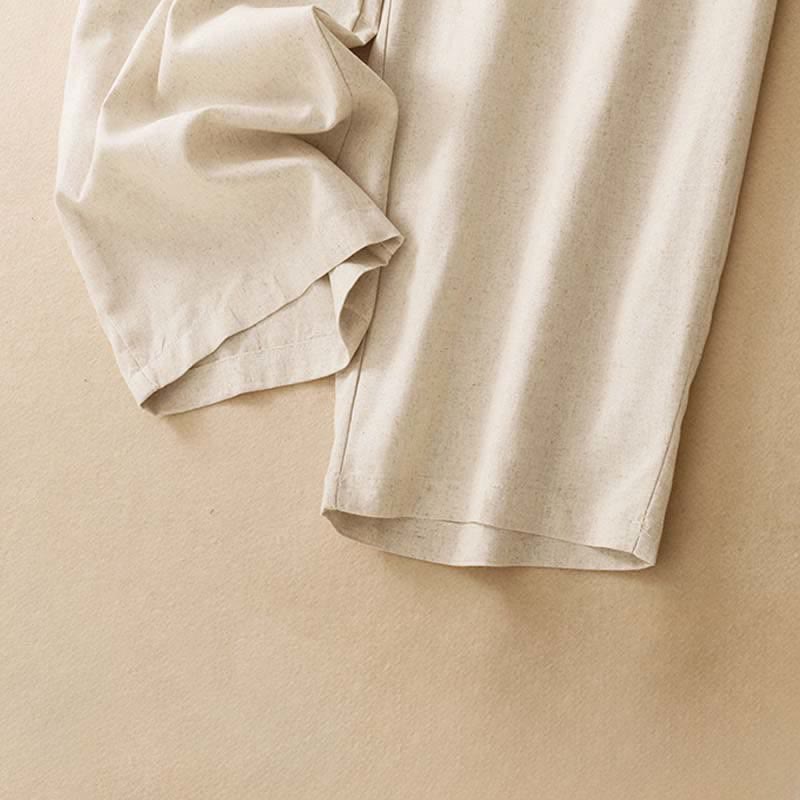 Nimara Ritual Summer Minimalist Button-Up High Waist Solid Linen Women's Harem Pants With Pockets