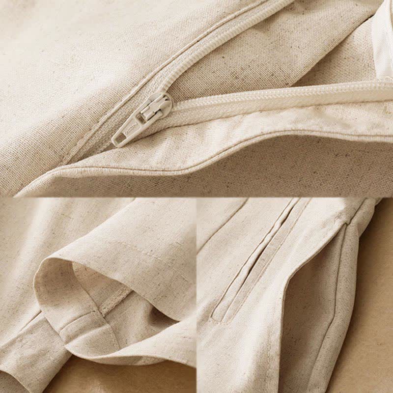 Nimara Ritual Summer Minimalist Button-Up High Waist Solid Linen Women's Harem Pants With Pockets