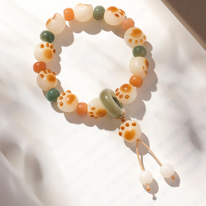 Nimara Ritual Natural Bodhi Seed Cat Paw Design Wealth Bracelet