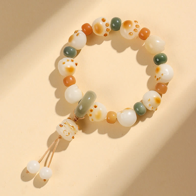 Nimara Ritual Natural Bodhi Seed Cat Paw Design Wealth Bracelet