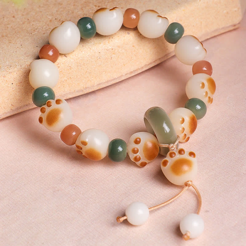 Nimara Ritual Natural Bodhi Seed Cat Paw Design Wealth Bracelet