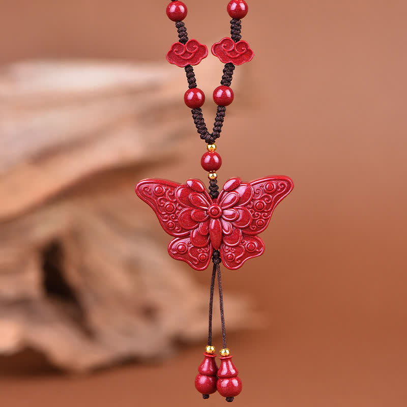 Nimara Ritual Cinnabar Butterfly Freedom Rope Necklace
