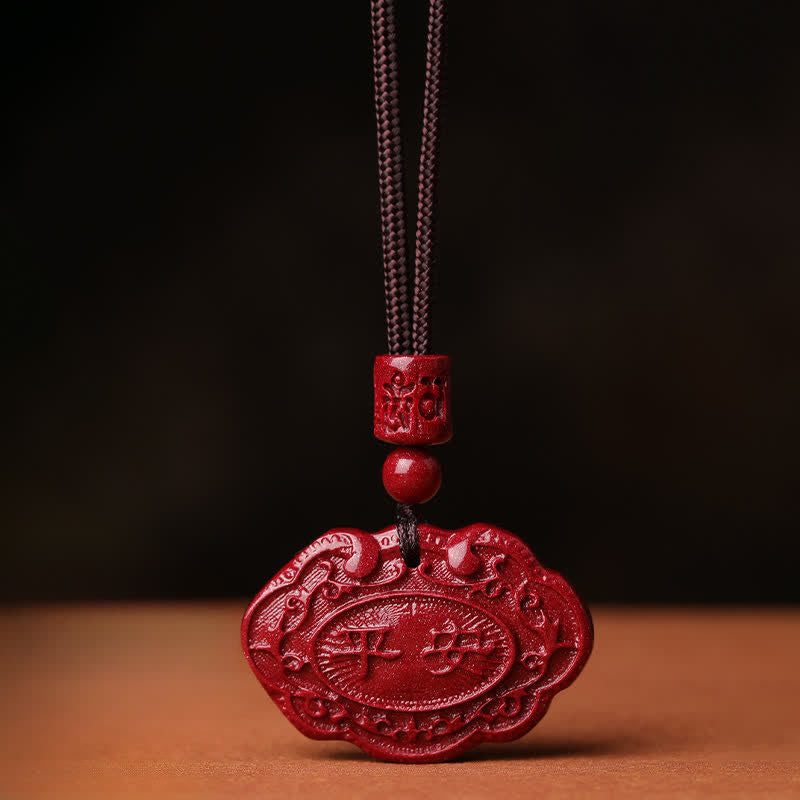 Nimara Ritual Cinnabar Fu Character Ruyi Lock Rope Luck Necklace