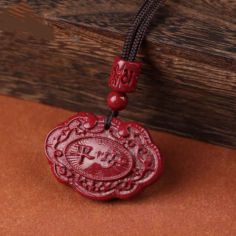 Nimara Ritual Cinnabar Fu Character Ruyi Lock Rope Luck Necklace