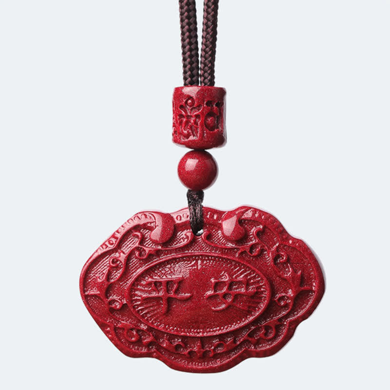 Nimara Ritual Cinnabar Fu Character Ruyi Lock Rope Luck Necklace