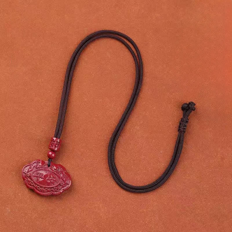 Nimara Ritual Cinnabar Fu Character Ruyi Lock Rope Luck Necklace