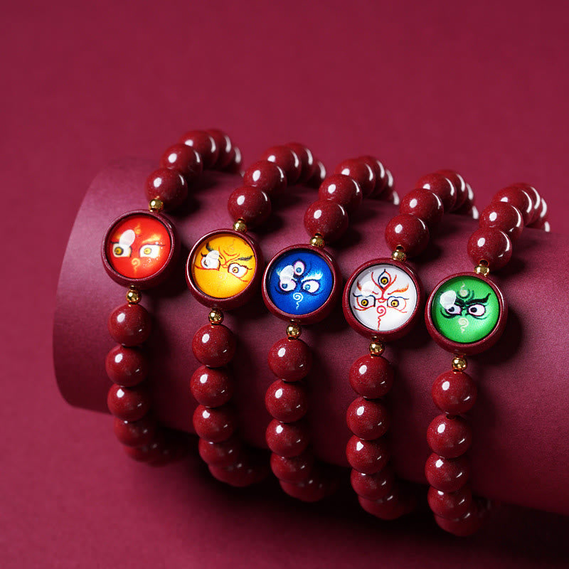 Nimara Ritual Natural Cinnabar Five Directions Gods Of Wealth Blessing Bracelet