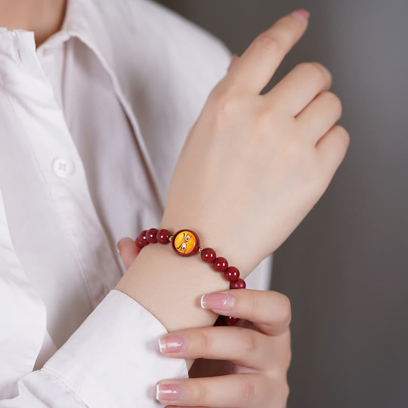 Nimara Ritual Natural Cinnabar Five Directions Gods Of Wealth Blessing Bracelet