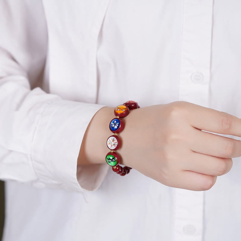 Nimara Ritual Natural Cinnabar Five Directions Gods Of Wealth Blessing Bracelet