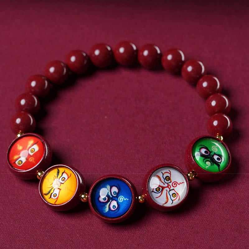 Nimara Ritual Natural Cinnabar Five Directions Gods Of Wealth Blessing Bracelet