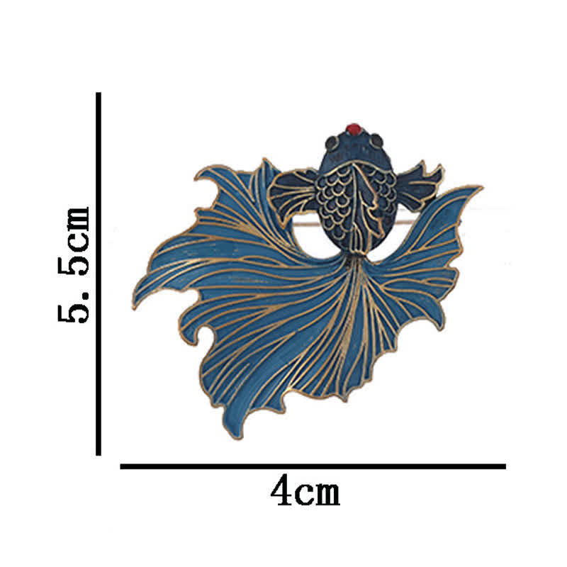 Nimara Ritual CloisonnA Enamel Elegant Blue Koi Fish Brooch