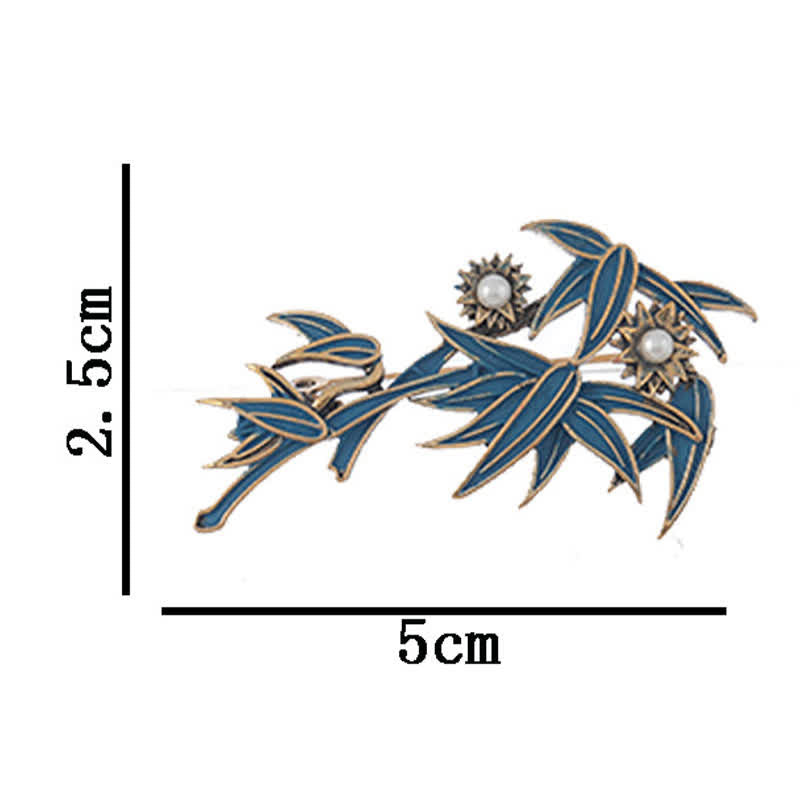 Nimara Ritual CloisonnA Enamel Blue Bamboo Elegant Brooch