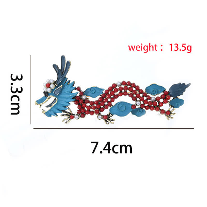 Nimara Ritual Blue Dragon Red Turquoise Luck Brooch