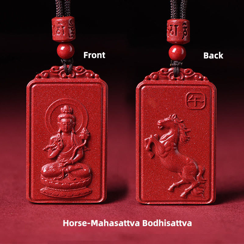 Nimara Ritual The Chinese Zodiac Natal Buddha Cinnabar Blessing Necklace Pendant