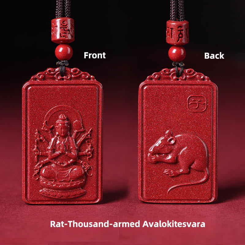 Nimara Ritual The Chinese Zodiac Natal Buddha Cinnabar Blessing Necklace Pendant