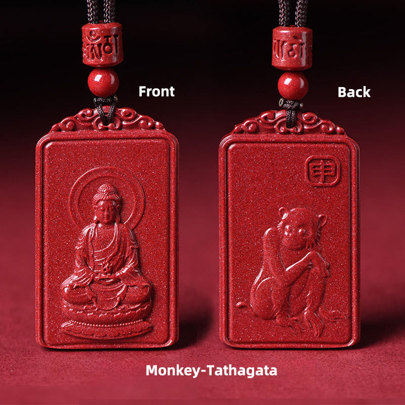 Nimara Ritual The Chinese Zodiac Natal Buddha Cinnabar Blessing Necklace Pendant