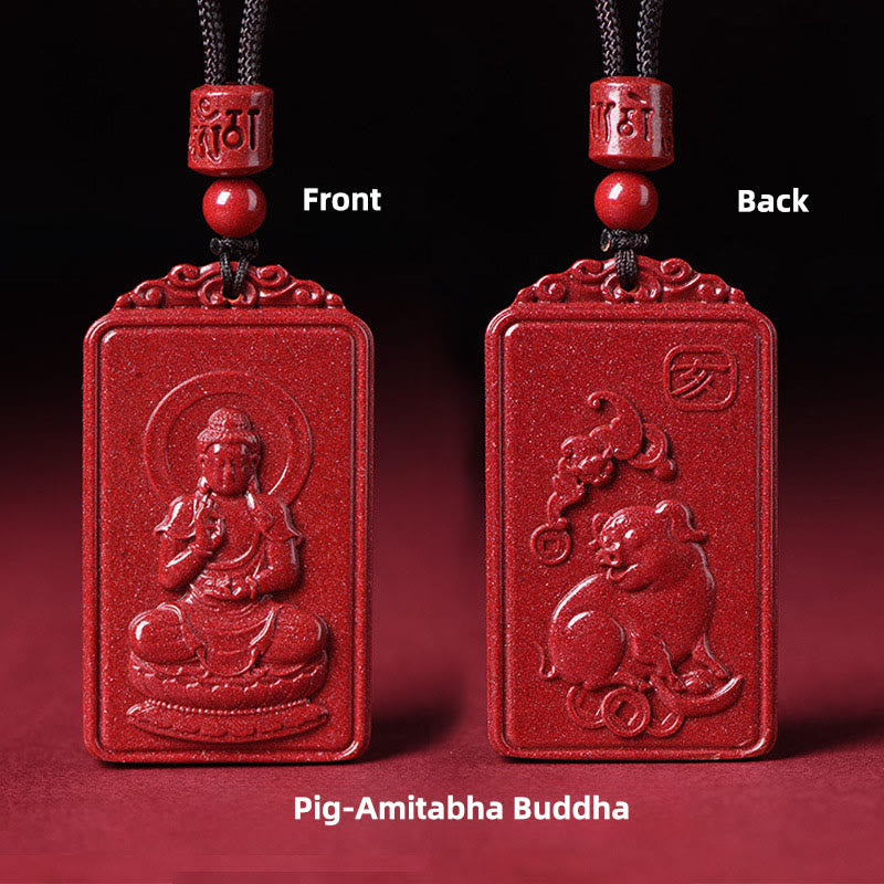 Nimara Ritual The Chinese Zodiac Natal Buddha Cinnabar Blessing Necklace Pendant