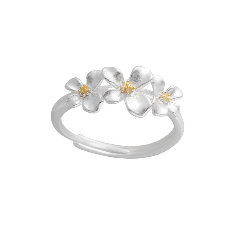 Nimara Ritual 925 Sterling Silver Gardenia Design Protection Adjustable Ring
