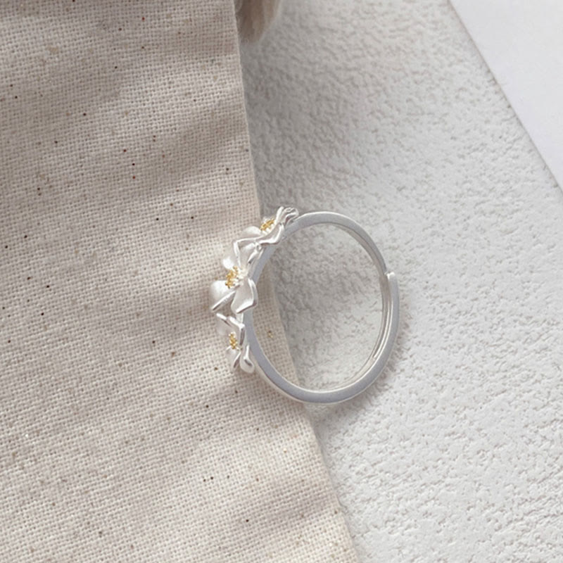 Nimara Ritual 925 Sterling Silver Gardenia Design Protection Adjustable Ring
