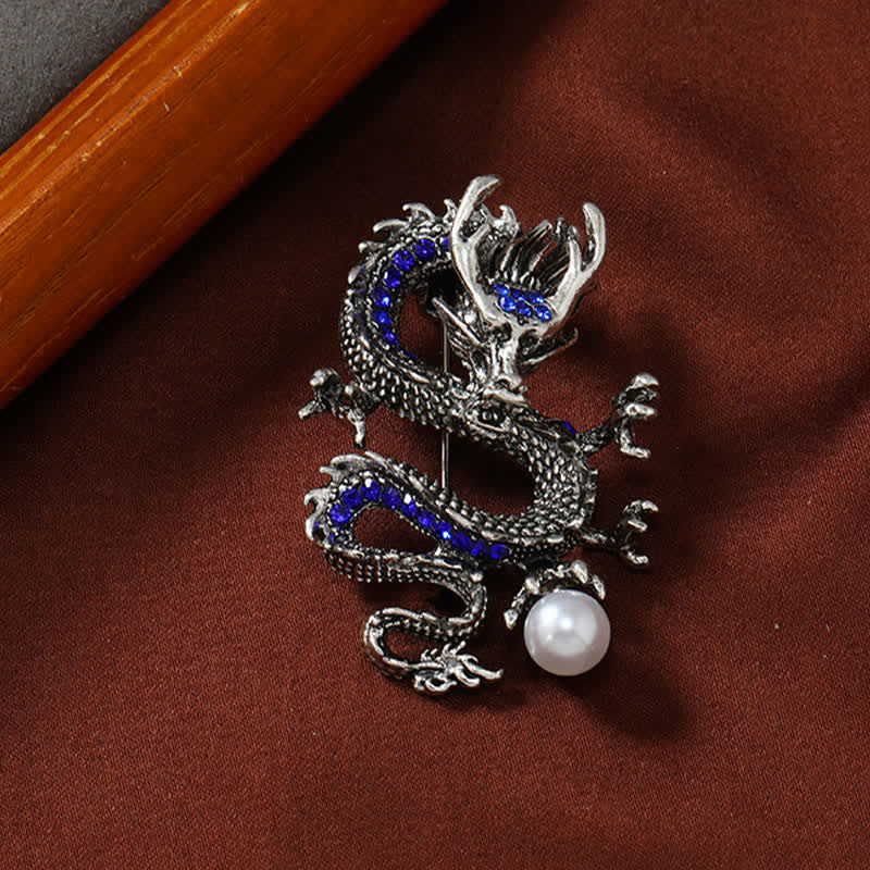 Protection and Strength Domineering Dragon Pearl Brooch