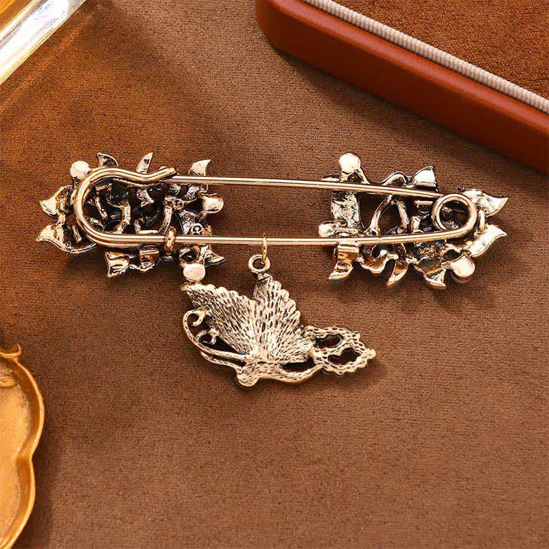 Nimara Ritual CloisonnA Enamel Koi Fish Butterfly Pearl Prosperity Brooch