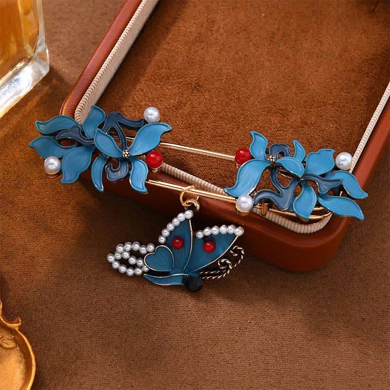 Nimara Ritual CloisonnA Enamel Koi Fish Butterfly Pearl Prosperity Brooch
