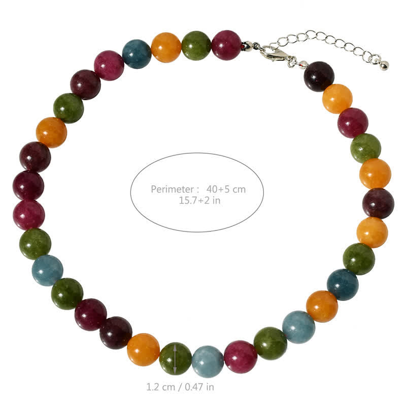 Nimara Ritual 12mm Natural Crystal Aquamarine Tourmaline Bead Healing Necklace