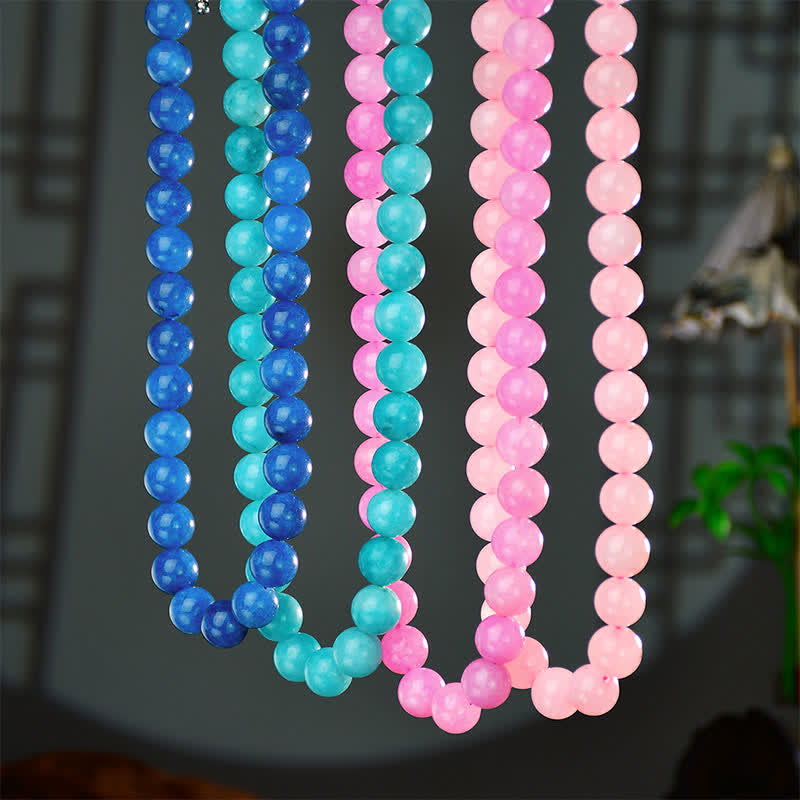 Nimara Ritual 12mm Natural Crystal Aquamarine Tourmaline Bead Healing Necklace
