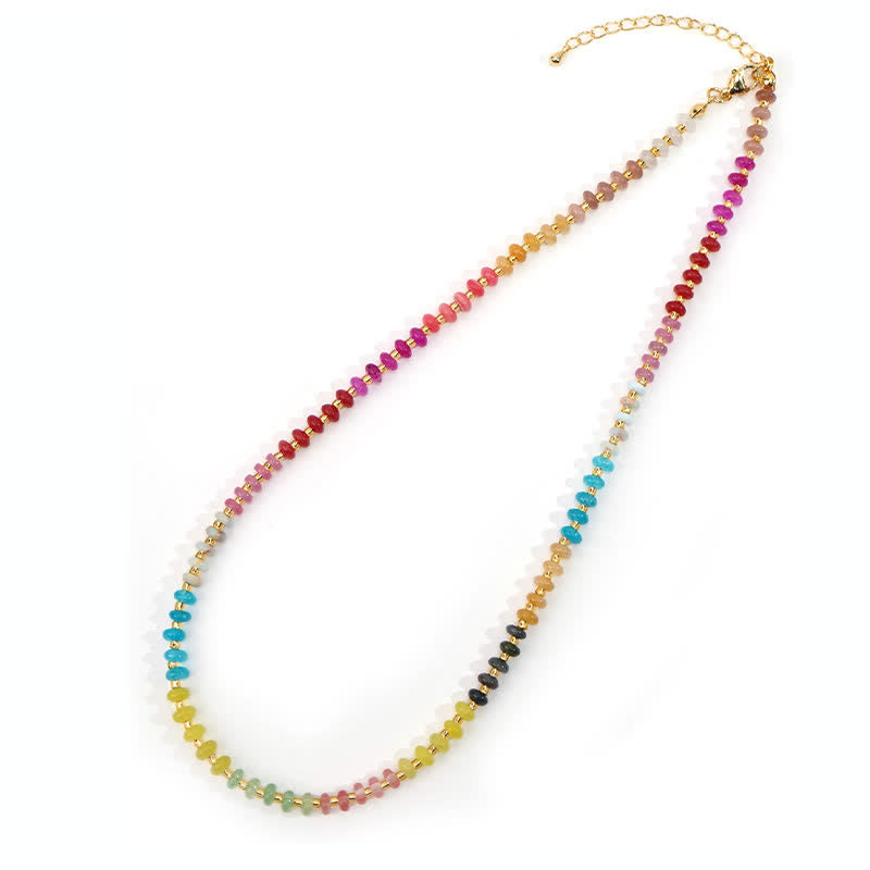 Nimara Ritual Natural Aquamarine Clear Quartz Topaz Gradient Bead Healing Necklace