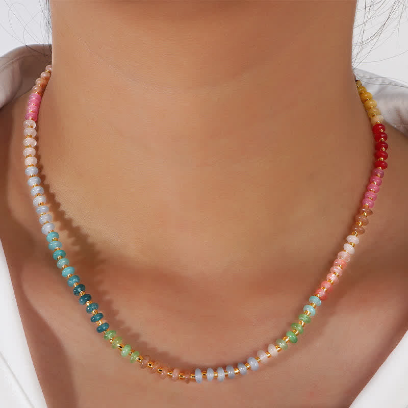 Nimara Ritual Natural Aquamarine Clear Quartz Topaz Gradient Bead Healing Necklace