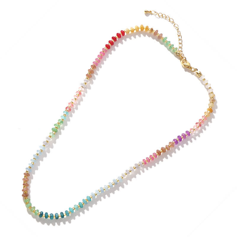 Nimara Ritual Natural Aquamarine Clear Quartz Topaz Gradient Bead Healing Necklace