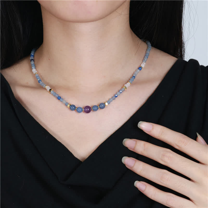 Nimara Ritual Natural Blue Aventurine White Jade Bead Calm Necklace