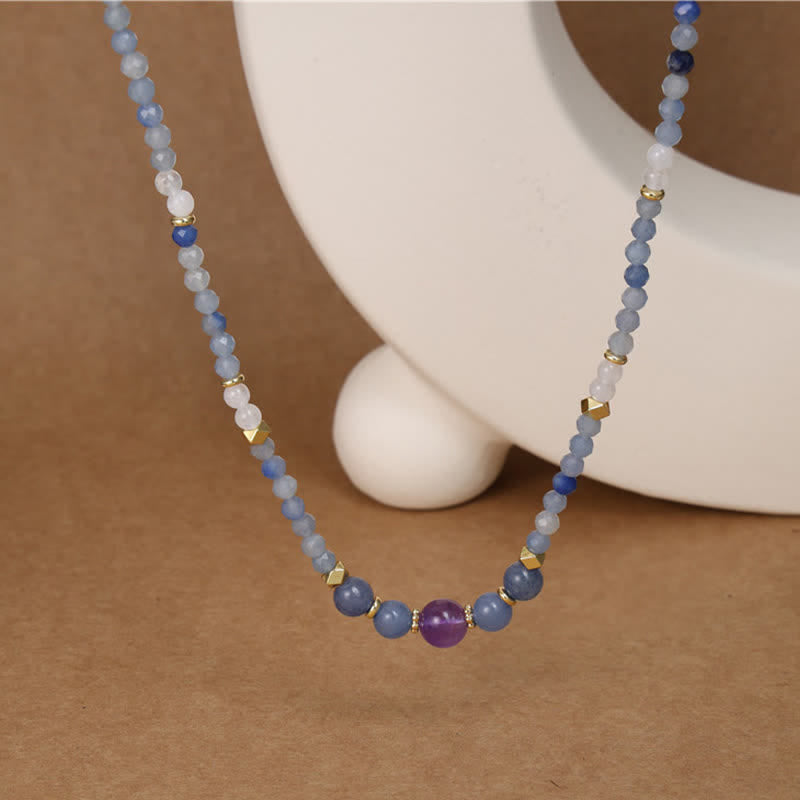 Nimara Ritual Natural Blue Aventurine White Jade Bead Calm Necklace