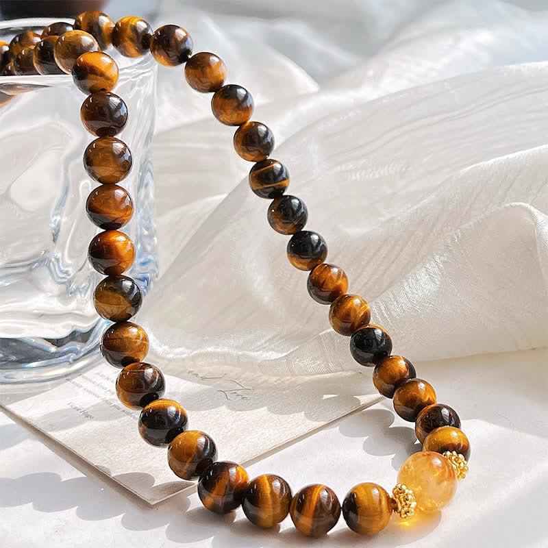 Nimara Ritual Natural Tiger Eye Citrine Bead Courage Necklace
